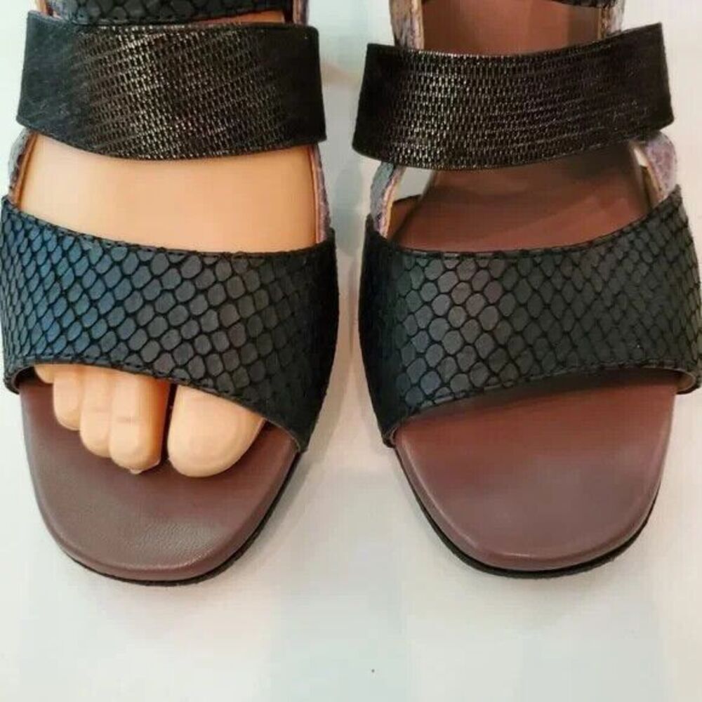 LN! Anyi Lu Python Heel Sandals womens size 36.5 / 6 Mixed Animal Print textures - Picture 5 of 5